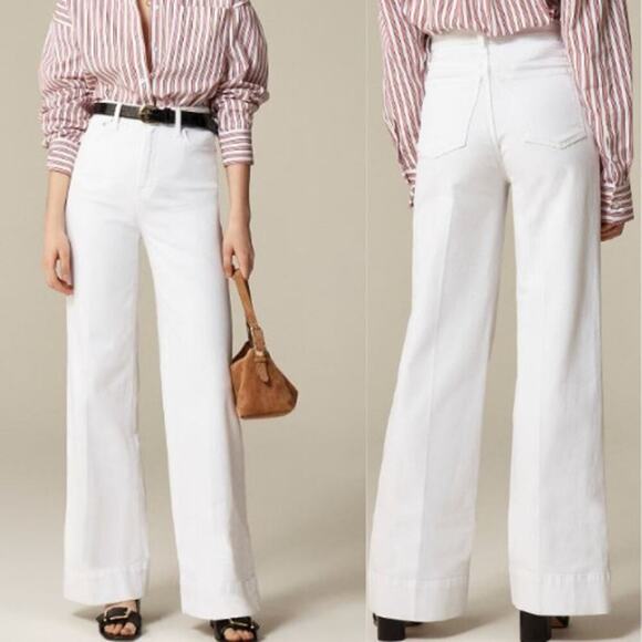 J. Crew Petite New High-Rise Denim Trouser Jean CH717 White Denim Size P29 NWT - Picture 1 of 5
